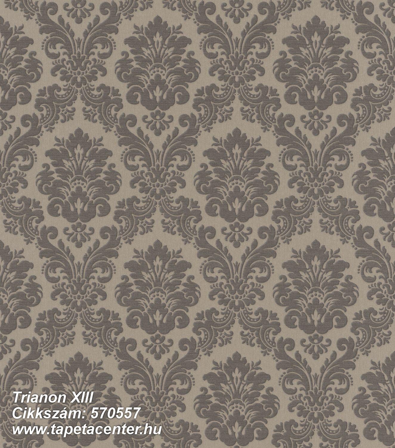 Barokk-klasszikus,természeti mintás,textil hatású,textilmintás,virágmintás,ezüst,szürke,lemosható,vlies tapéta 